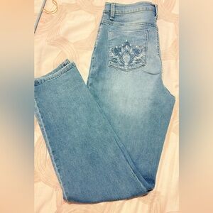 Gloria Vanderbilt Amanda Sculpt Stretch Slimming Jeans Sz 10 Embellished Pockets